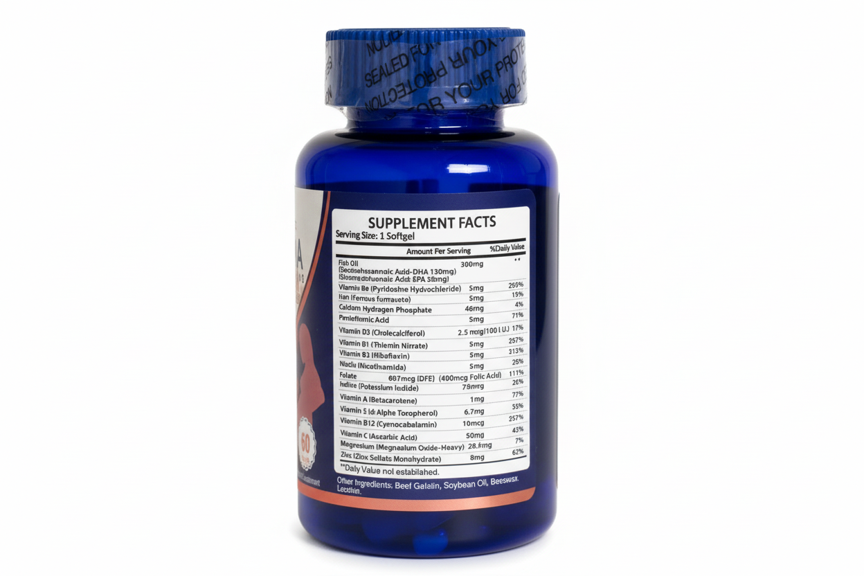 Pre Natal + DHA – Prenatal Multivitamin with Omega Support – Vegan, Gluten Free